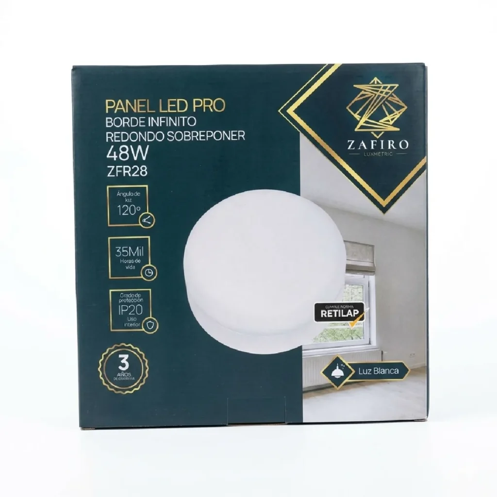 Panel LED Pro borde infinito redondo sobreponer 48W - Zafiro