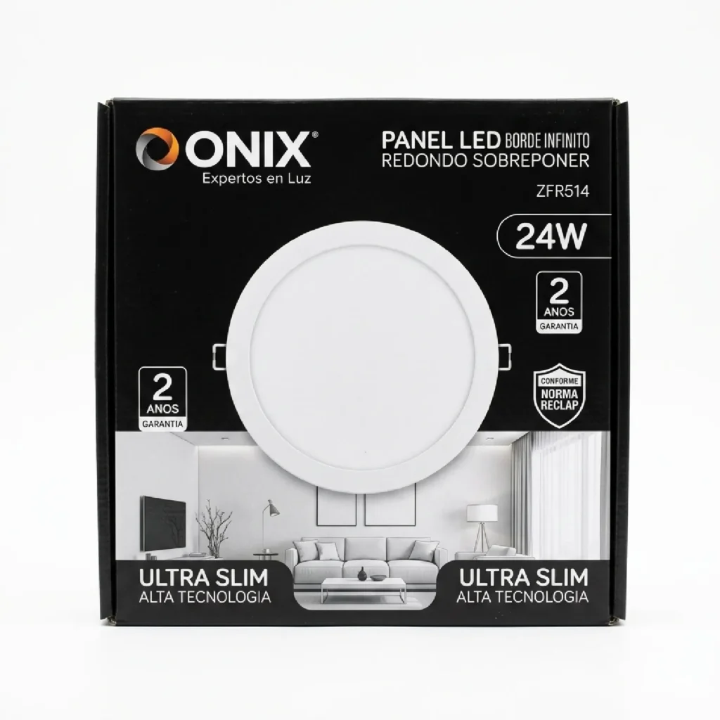 Panel LED borde infinito redondo sobreponer 24W - Onix