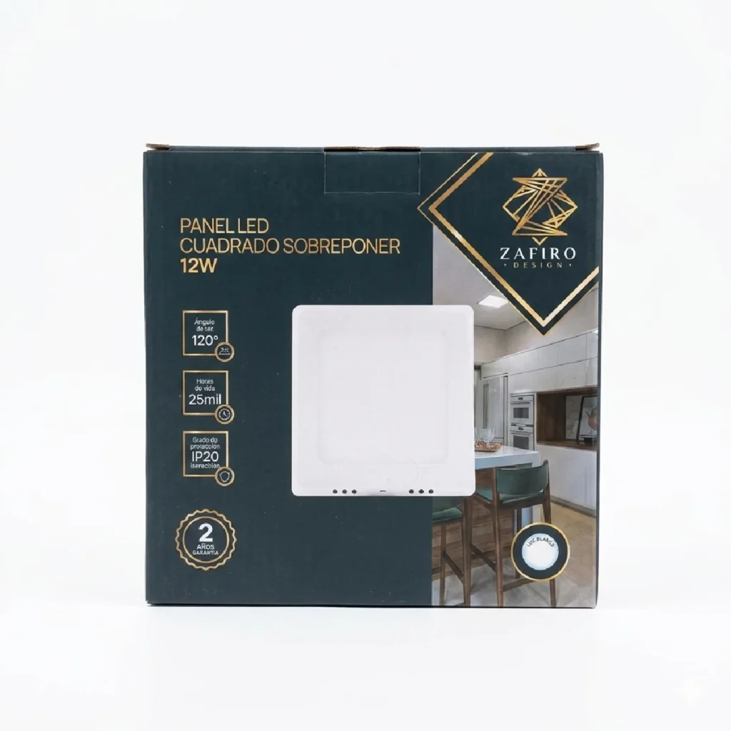 Panel LED cuadrado sobreponer 12W - Zafiro