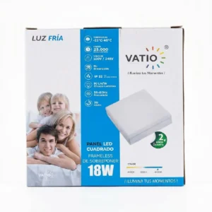 Panel LED cuadrado sobreponer 18W - Vatio